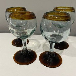 Mexican Blown Bubble wine glasses